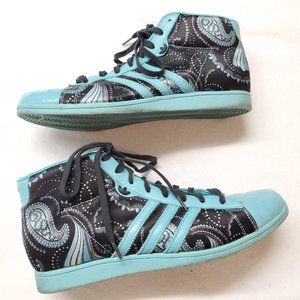 adidas sleek series black paisley hi top sneakers Sz 7.5